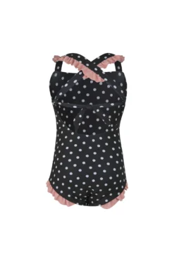 Ruffle One Piece (black White Polka Dot/ribbed Blush)(Mini Me One Piece Black White Polka Dot Ribbed Blush) -Same Los Angeles SU 6.1.2 scaled