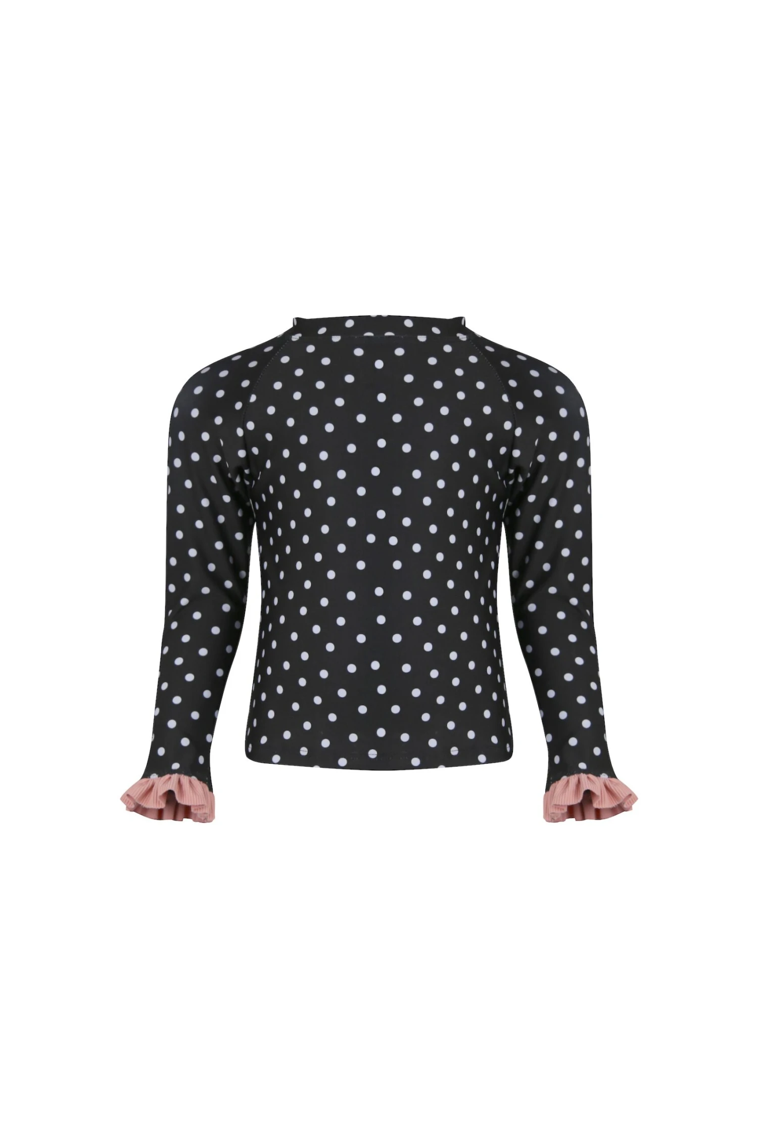 Ruffle Rashguard (black White Polka Dot/ribbed Blush)(Ruffle Rashguard Black White Polka Dot Ribbed Blush) 1 Ruffle Rashguard (black White Polka Dot/ribbed Blush)(Ruffle Rashguard Black White Polka Dot Ribbed Blush)