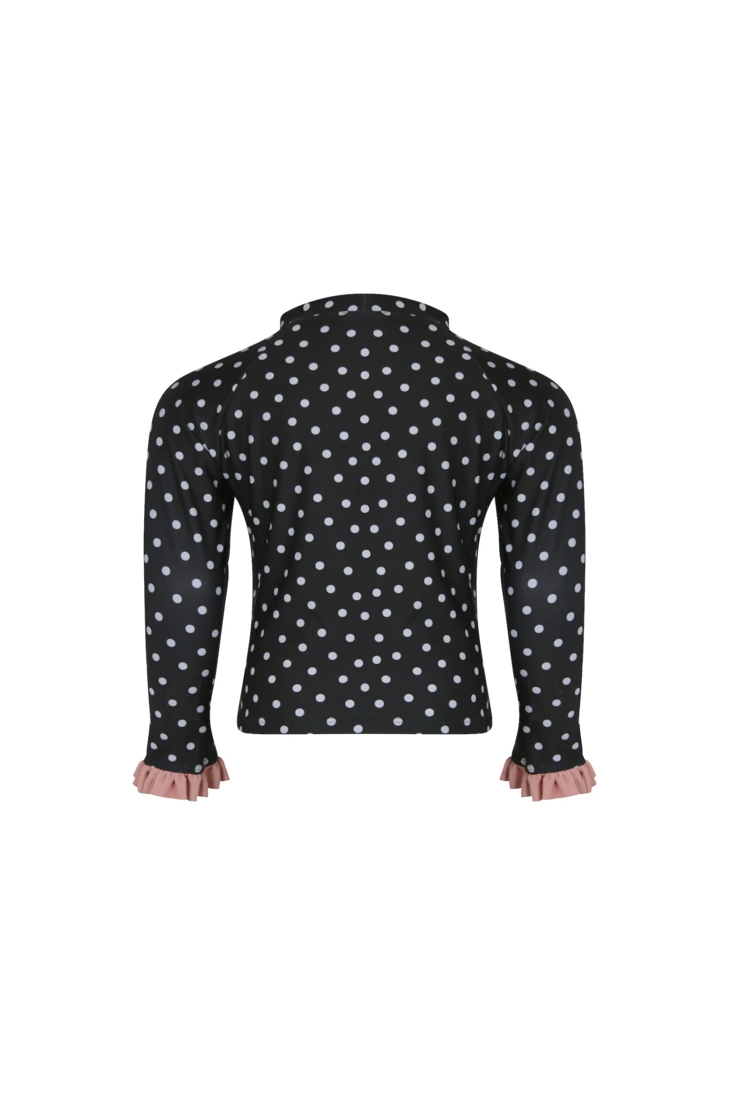 Ruffle Rashguard (black White Polka Dot/ribbed Blush)(Ruffle Rashguard Black White Polka Dot Ribbed Blush) 2 Ruffle Rashguard (black White Polka Dot/ribbed Blush)(Ruffle Rashguard Black White Polka Dot Ribbed Blush) - Image 2