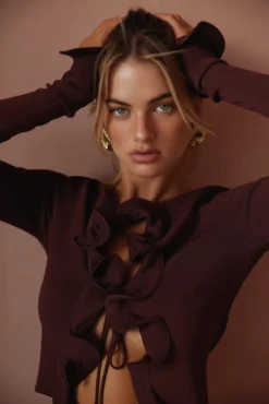 Ruffle Hem Top (Chocolate Brown)(Ruffle Hem Top Chocolate Brown) 10 Ruffle Hem Top (Chocolate Brown)(Ruffle Hem Top Chocolate Brown) -Same Los Angeles Same1382 scaled