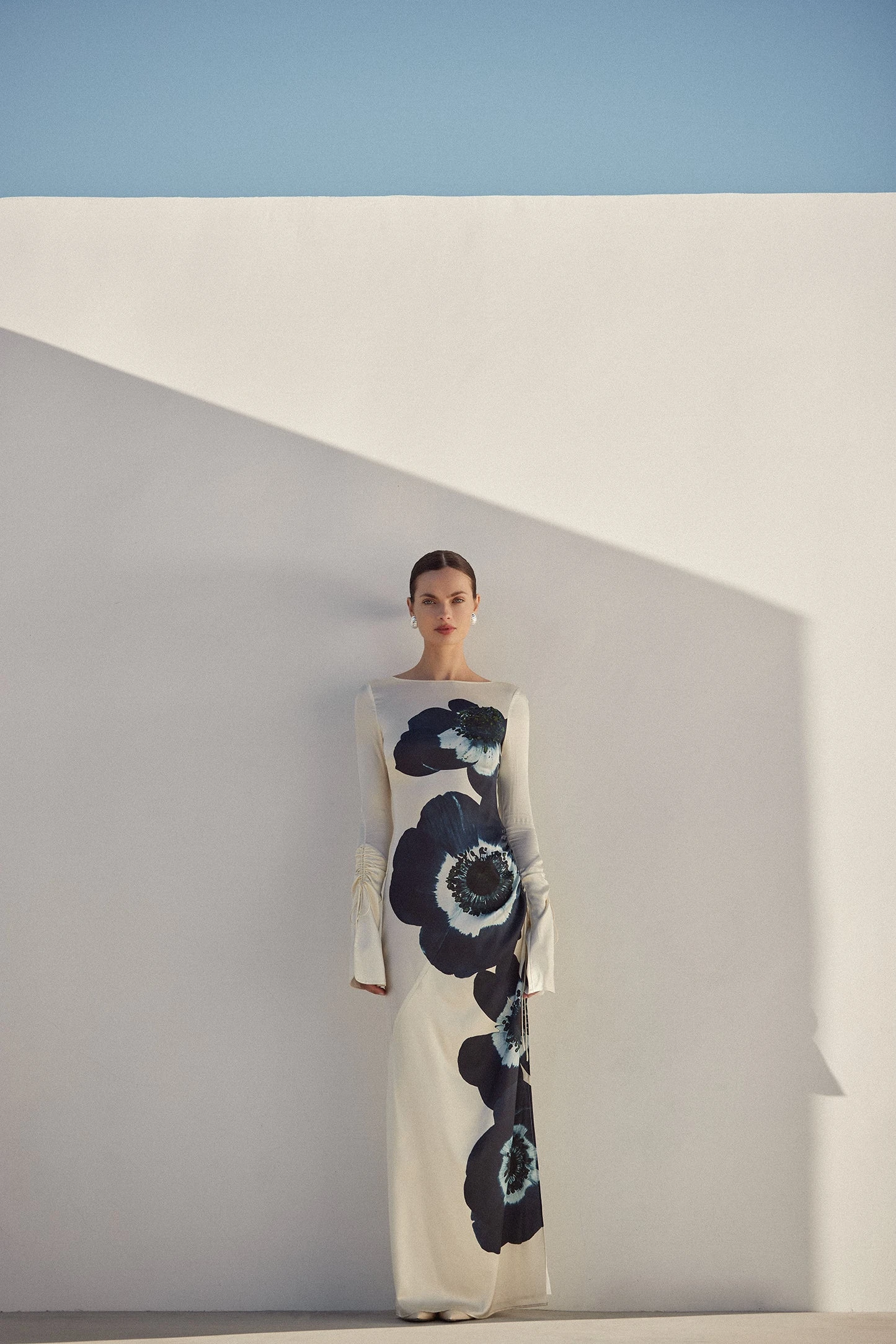 Silk Floral Gown (Cream/Navy)(Silk Floral Gown Cream Navy) 2 Silk Floral Gown (Cream/Navy)(Silk Floral Gown Cream Navy) - Image 2