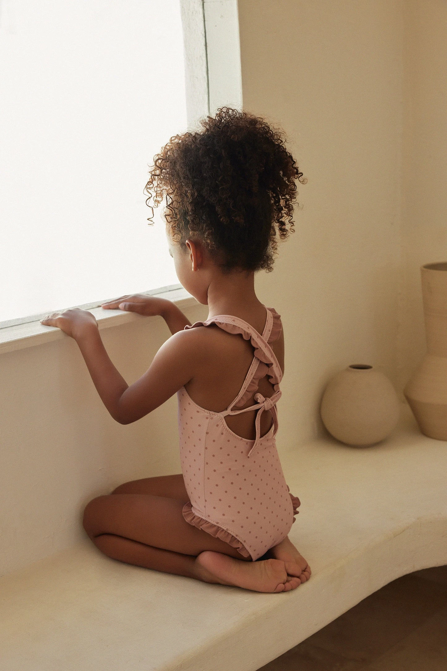 Ruffle One Piece (blush Camel Polka Dot/camel)(Ruffle One Piece Blush Camel Polka Dot Camel) 2 Ruffle One Piece (blush Camel Polka Dot/camel)(Ruffle One Piece Blush Camel Polka Dot Camel) - Image 2