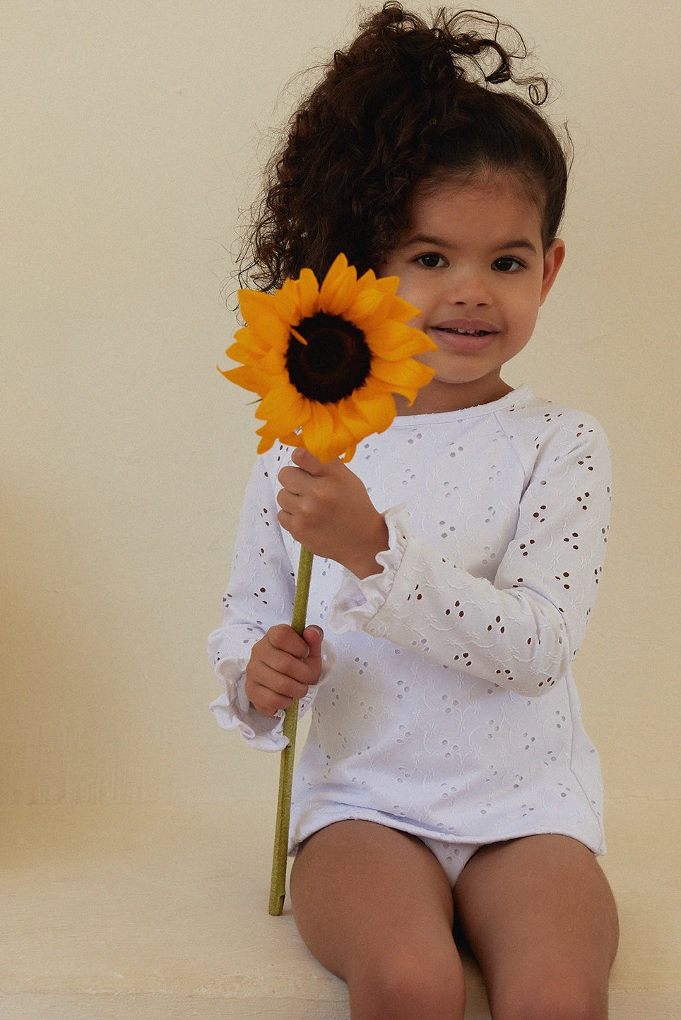 Ruffle Rashguard (white Eyelet)(Unisex Rashguard White Eyelet) 2 Ruffle Rashguard (white Eyelet)(Unisex Rashguard White Eyelet) - Image 2