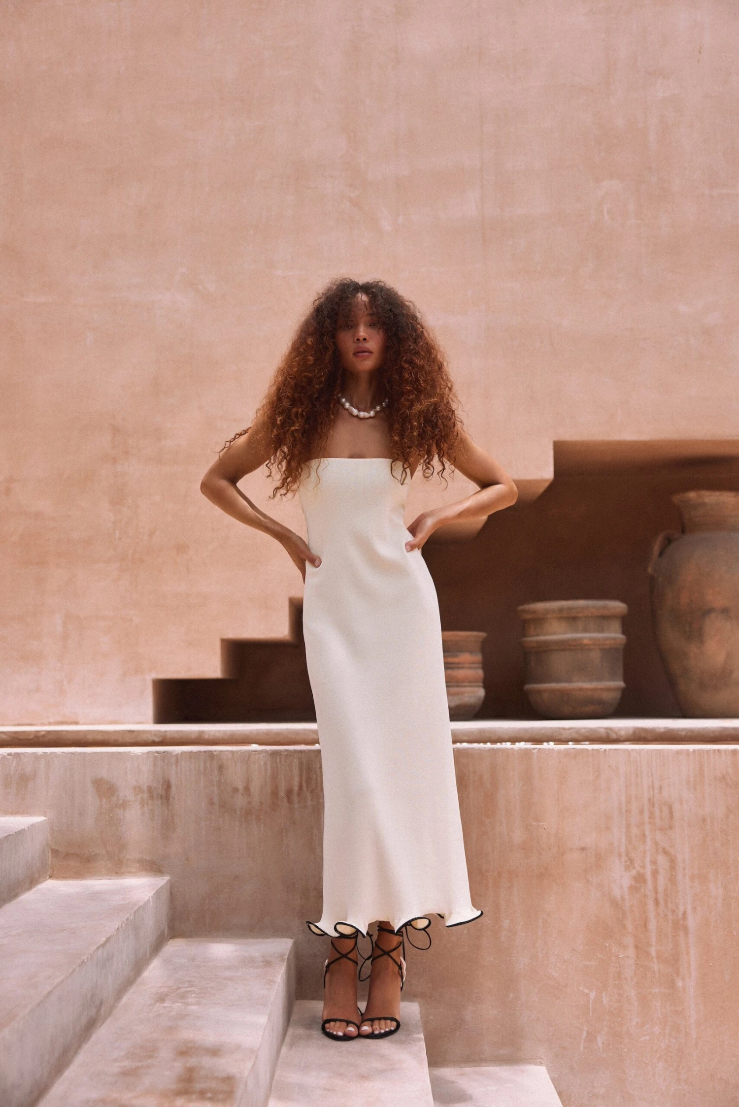 Ruffle Hem Strapless Dress (Cream/Black)(Ruffle Hem Strapless Dress Cream Black) 2 Ruffle Hem Strapless Dress (Cream/Black)(Ruffle Hem Strapless Dress Cream Black) - Image 2