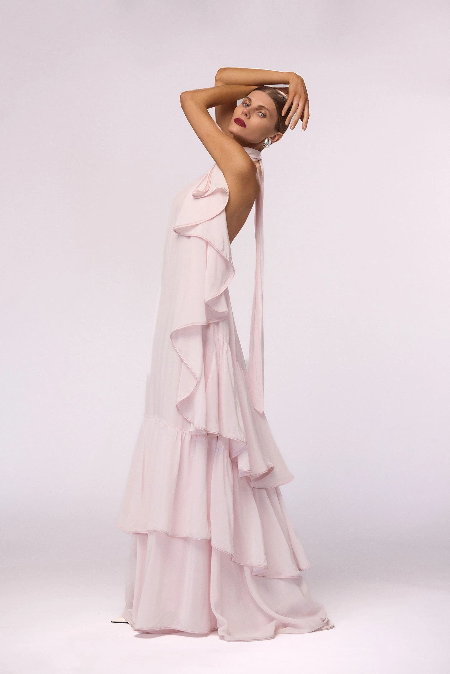 Layered Chiffon Gown (Pale Pink)(Layered Chiffon Gown Pale Pink) 2 Layered Chiffon Gown (Pale Pink)(Layered Chiffon Gown Pale Pink) - Image 2