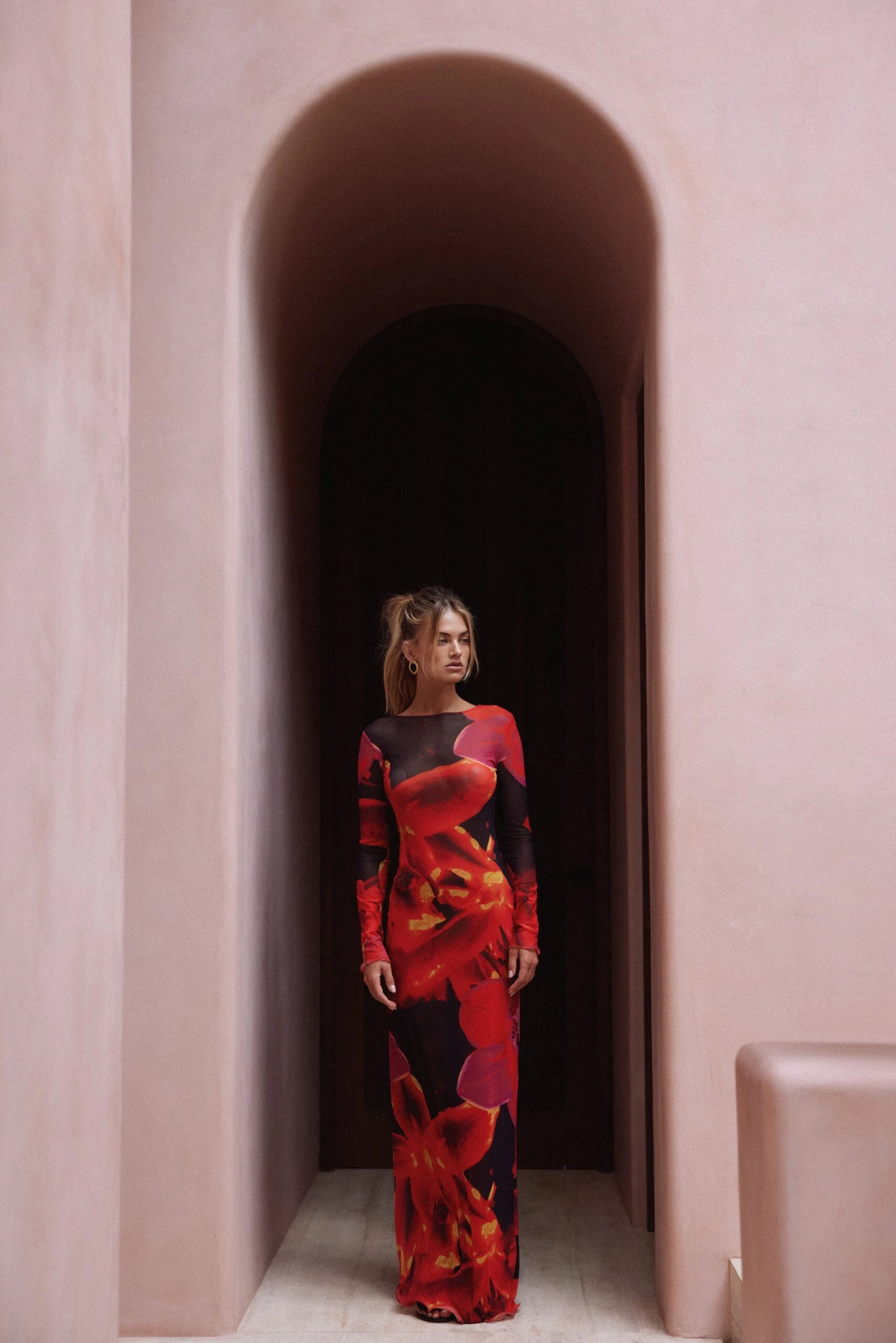 Mesh Maxi Dress (Red Tropical)(Mesh Maxi Dress Red Tropical) 2 Mesh Maxi Dress (Red Tropical)(Mesh Maxi Dress Red Tropical) - Image 2