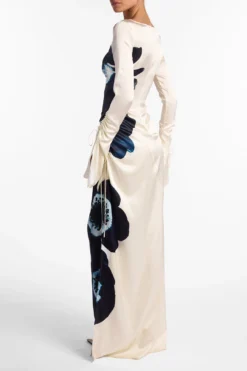 Silk Floral Gown (Cream/Navy)(Silk Floral Gown Cream Navy) 10 Silk Floral Gown (Cream/Navy)(Silk Floral Gown Cream Navy) -Same Los Angeles SilkGown 1.3