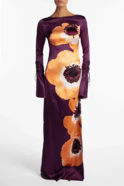 Silk Floral Gown (Purple/Peach)(Silk Floral Gown Purple Peach) 8 Silk Floral Gown (Purple/Peach)(Silk Floral Gown Purple Peach) -Same Los Angeles SilkGown 2.1