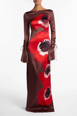 Silk Floral Gown (Brown/Red)(Silk Floral Gown Brown Red) 8 Silk Floral Gown (Brown/Red)(Silk Floral Gown Brown Red) -Same Los Angeles SilkGown 3.1