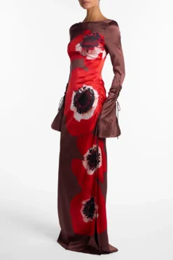 Silk Floral Gown (Brown/Red)(Silk Floral Gown Brown Red) 9 Silk Floral Gown (Brown/Red)(Silk Floral Gown Brown Red) -Same Los Angeles SilkGown 3.2