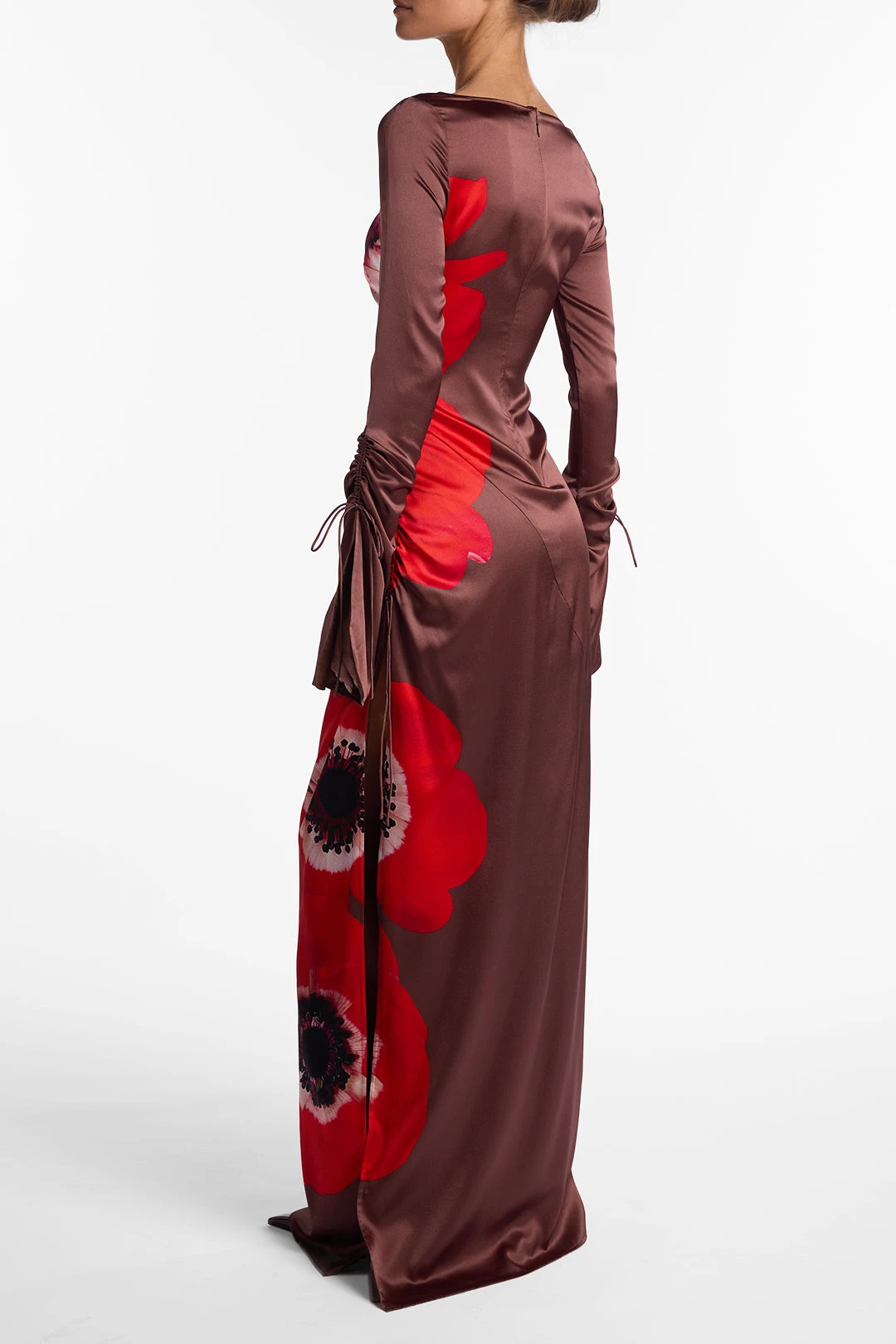 Silk Floral Gown (Brown/Red)(Silk Floral Gown Brown Red) 5 Silk Floral Gown (Brown/Red)(Silk Floral Gown Brown Red) - Image 5