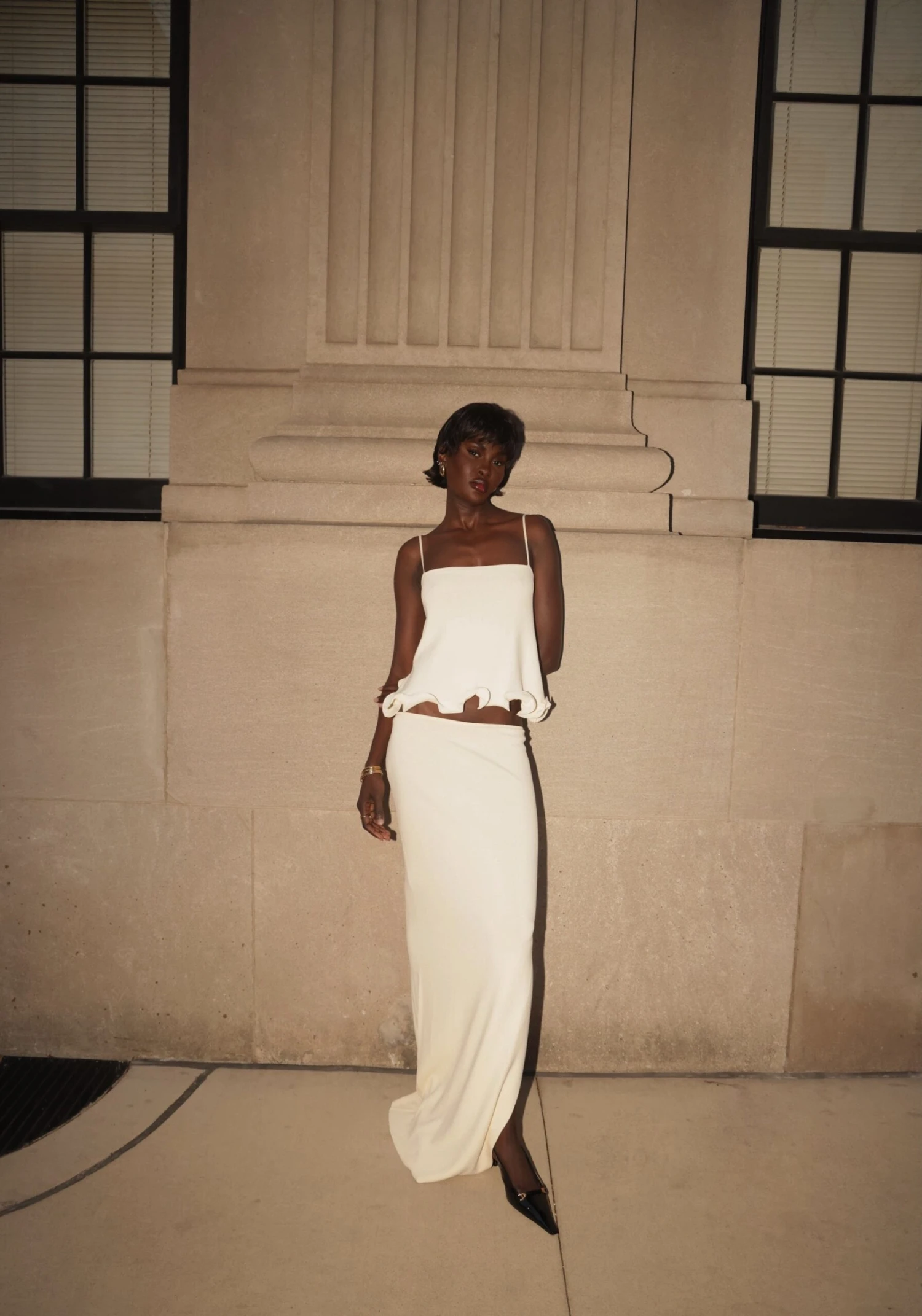 Ruffle Hem Tank Top (Cream)(Ruffle Hem Tank Top Cream) 2 Ruffle Hem Tank Top (Cream)(Ruffle Hem Tank Top Cream) - Image 2