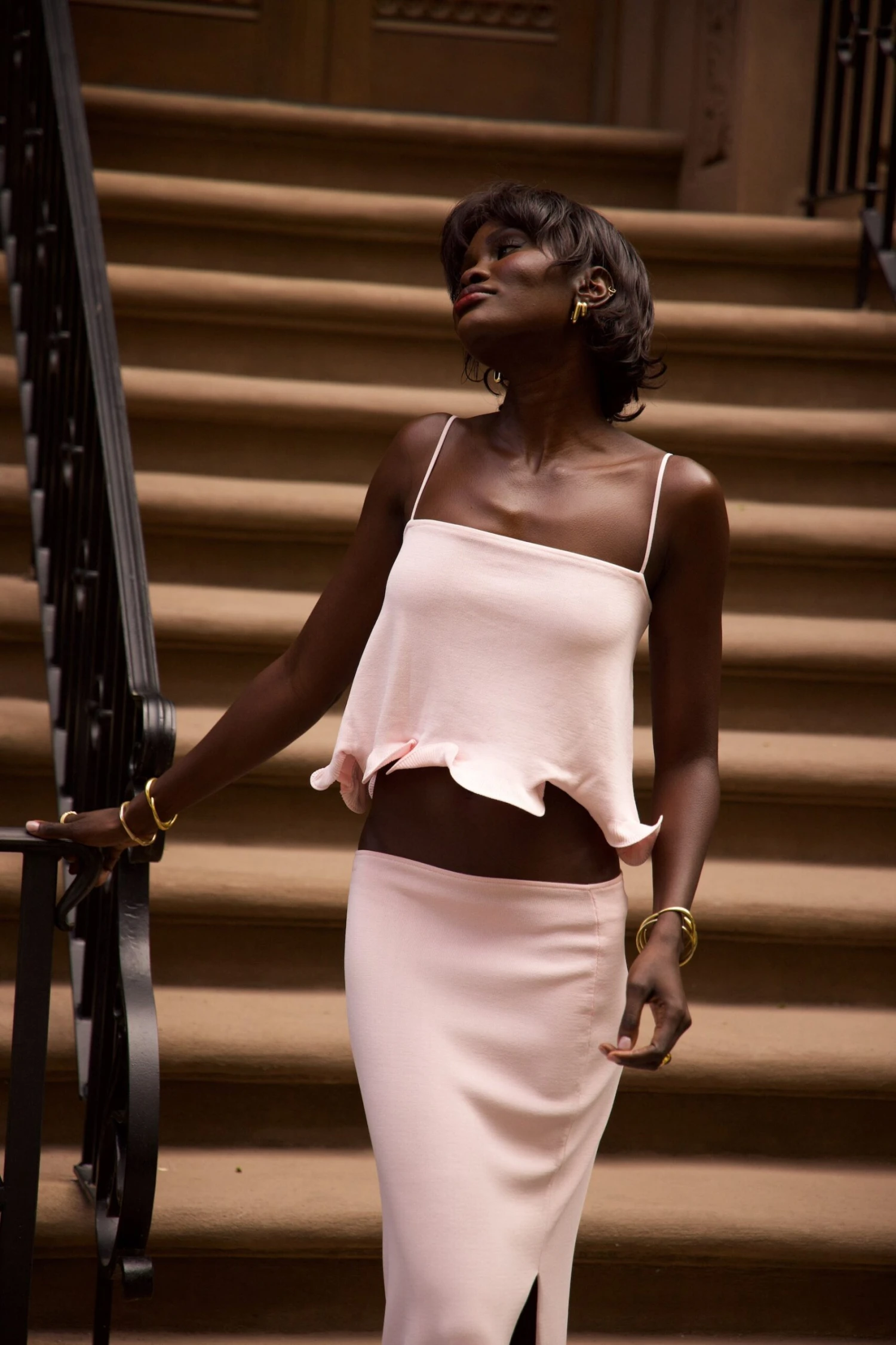 Ruffle Hem Crop Top (Pale Pink)(Ruffle Hem Tank Top Pale Pink) 2 Ruffle Hem Crop Top (Pale Pink)(Ruffle Hem Tank Top Pale Pink) - Image 2